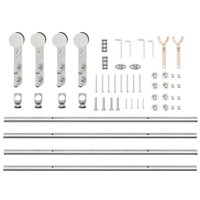 Sliding Door Hardware Kit 200 cm Stainless Steel Silver