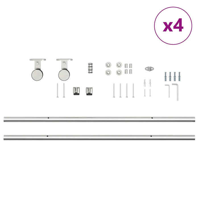 Sliding Door Hardware Kit 366 cm Stainless Steel Silver