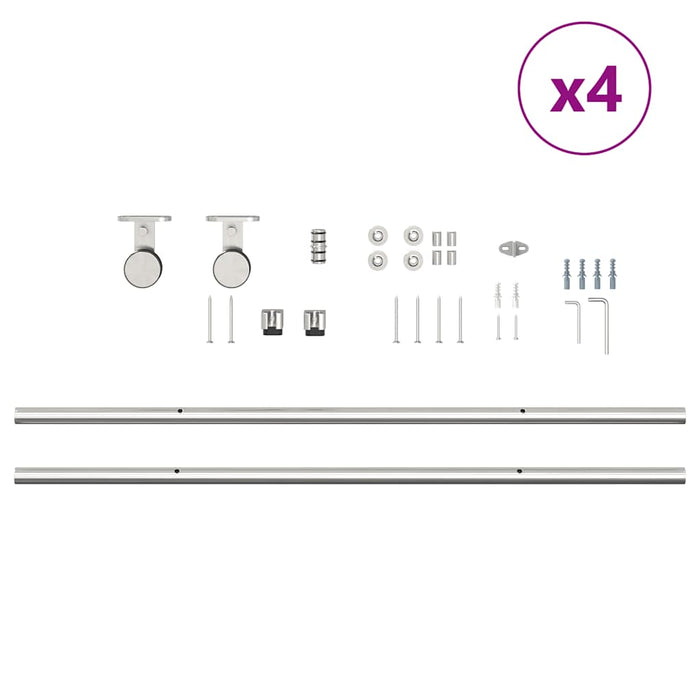 Sliding Door Hardware Kit 400 cm Stainless Steel Silver