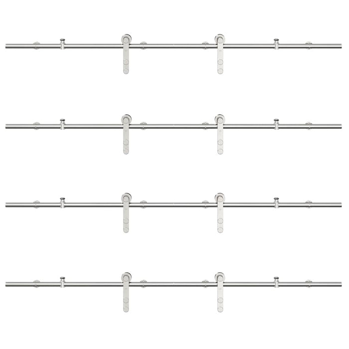 Sliding Door Hardware Kit 366 cm Stainless Steel Silver