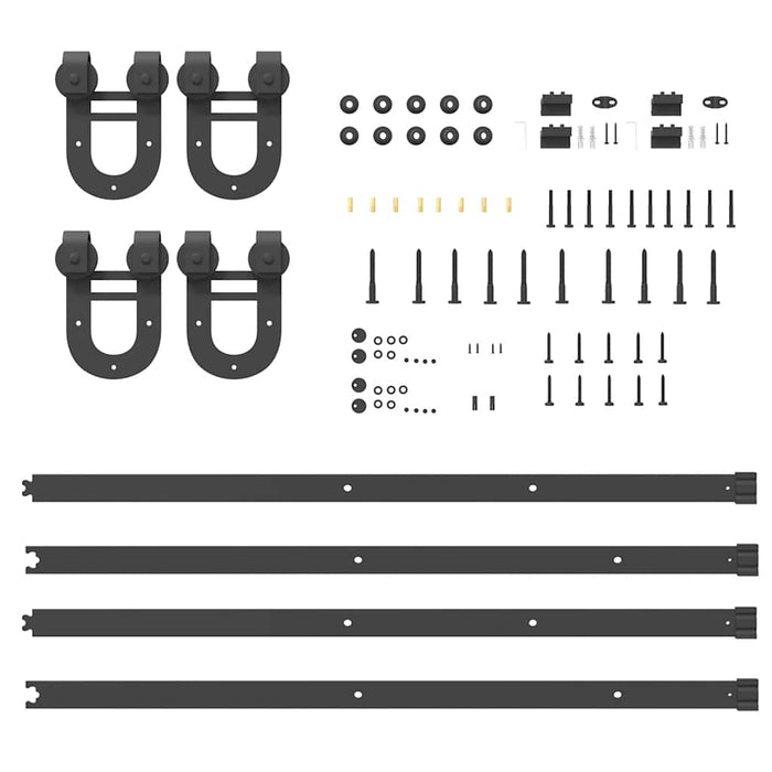 Sliding Door Hardware Kit 400 cm Steel Black