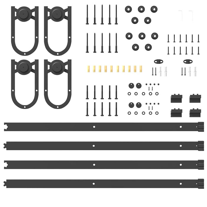 Sliding Door Hardware Kit 366 cm Steel Black