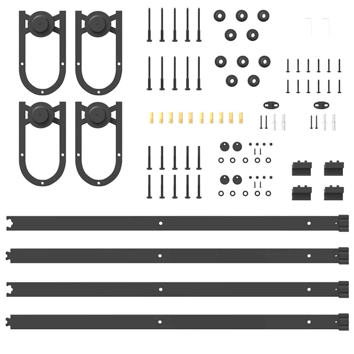 Sliding Door Hardware Kit 400 cm Steel Black