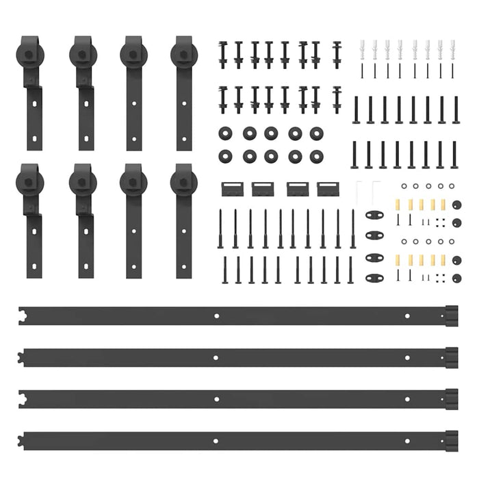 Sliding Door Hardware Kit 366 cm Steel Black