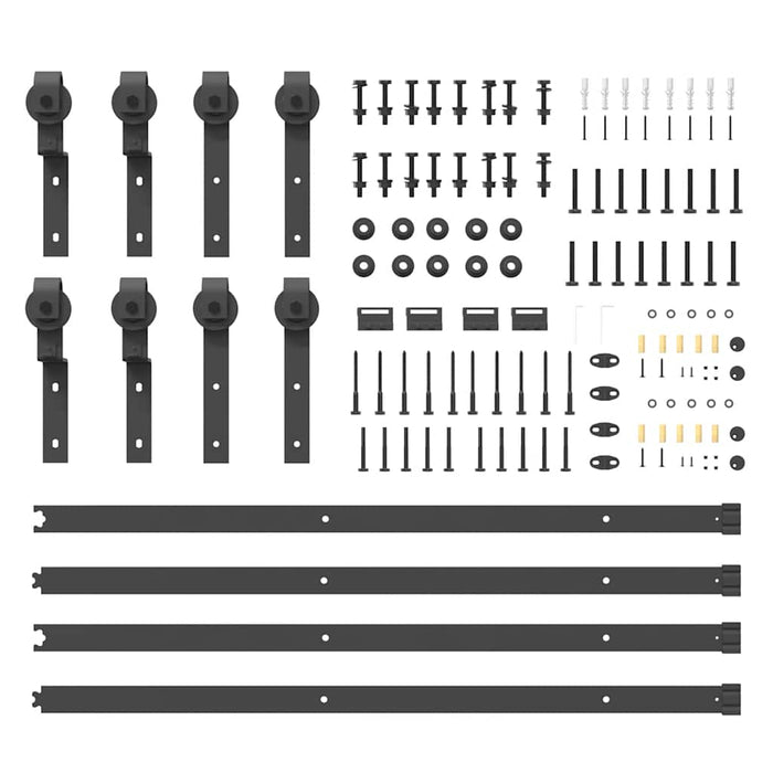 Sliding Door Hardware Kit 400 cm Steel Black