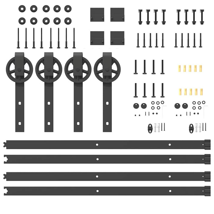 Sliding Door Hardware Kit 400 cm Steel Black