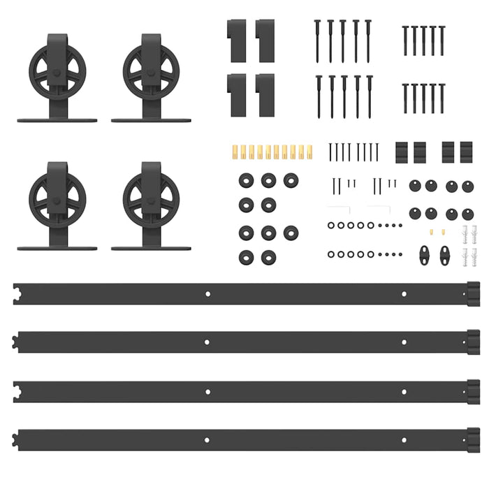 Sliding Door Hardware Kit 366 cm Steel Black