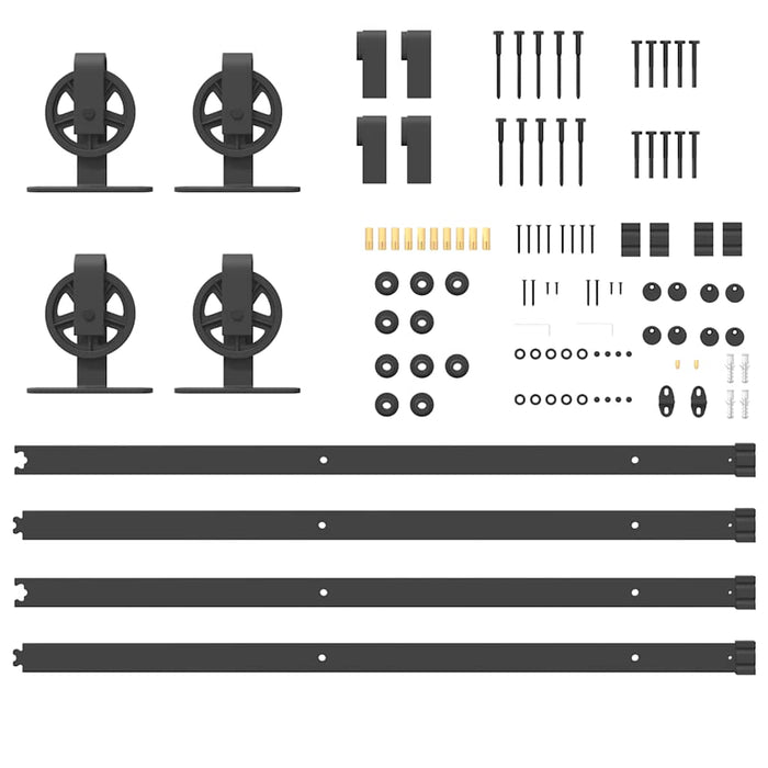 Sliding Door Hardware Kit 400 cm Steel Black