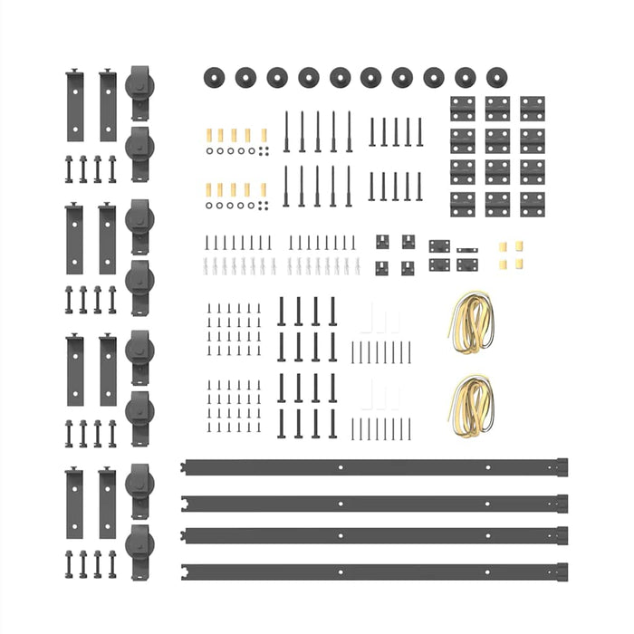 Sliding Door Hardware Kit 366 cm Steel Black