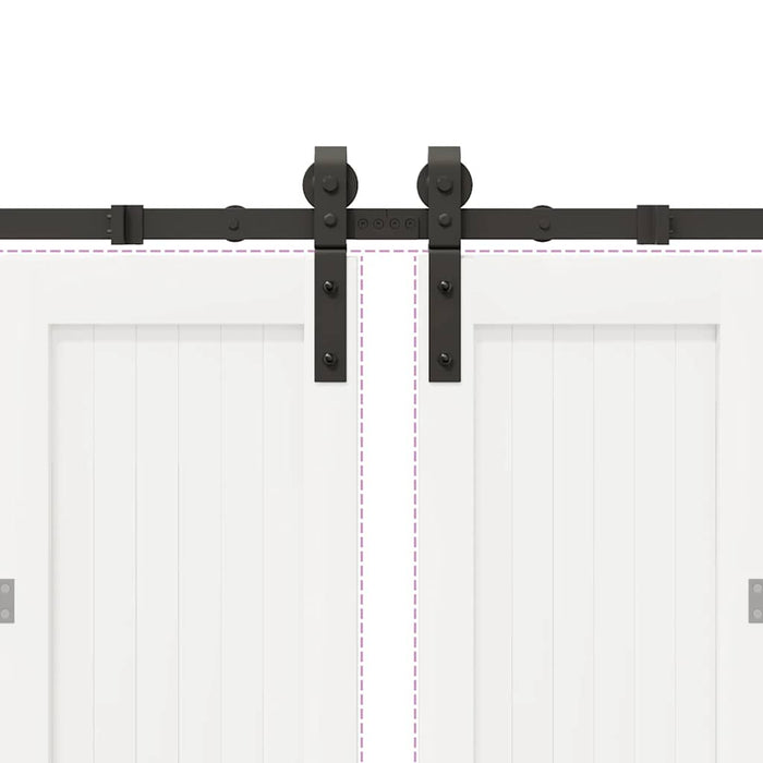 Sliding Door Hardware Kit 366 cm Steel Black