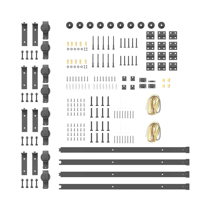 Sliding Door Hardware Kit 400 cm Steel Black