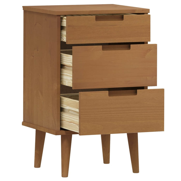 Bedside Cabinet MOLDE Brown 40x35x65 cm Solid Wood Pine