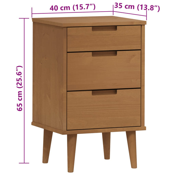 Bedside Cabinet MOLDE Brown 40x35x65 cm Solid Wood Pine