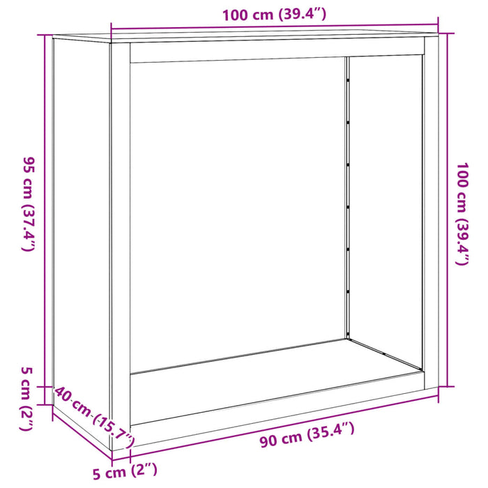 Raft pentru Lemn Negru 100x40x100 cm Otel