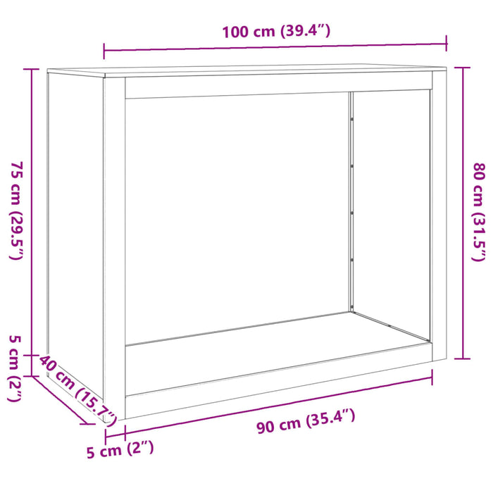 Raft pentru Lemne Alb 100x40x80 cm Otel