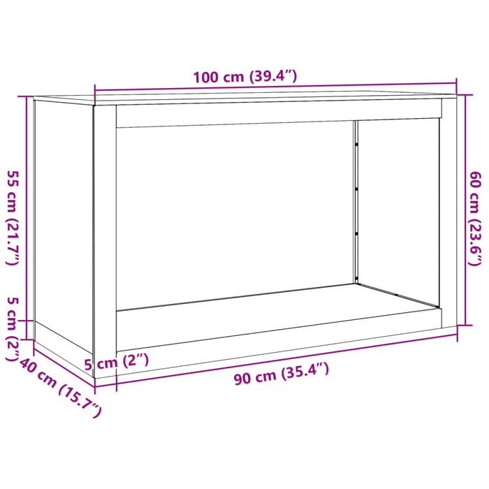 Raft pentru Lemn de Foc 100x40x60 cm Otel Weathering