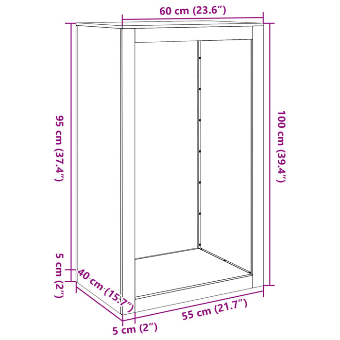 Raft pentru Lemne Alb 60x40x100 cm Otel