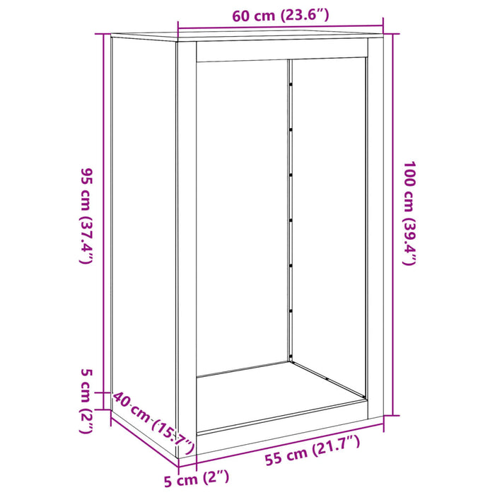 Suport lemn de foc Antracit 60x40x100 cm Otel