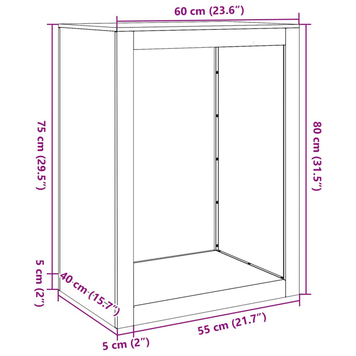 Raft pentru Lemn Negru 60x40x80 cm Otel