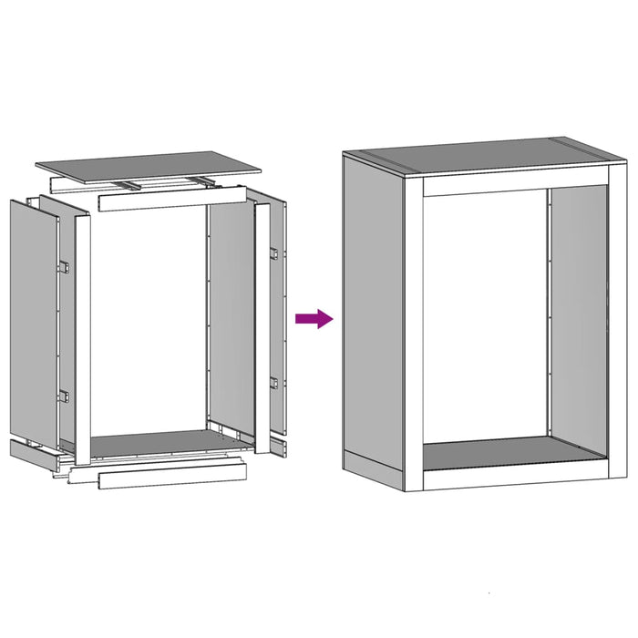 Suport pentru Lemn de Foc 60x40x80 cm Otel Inoxidabil