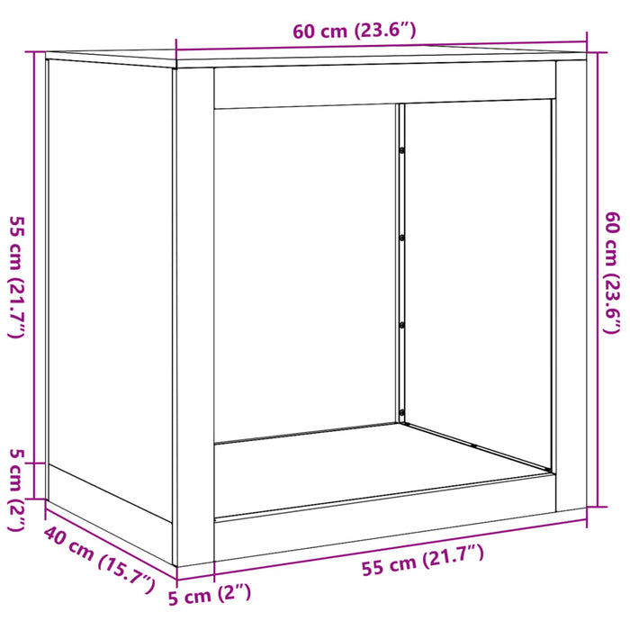 Raft pentru Lemn Negru 60x40x60 cm Otel