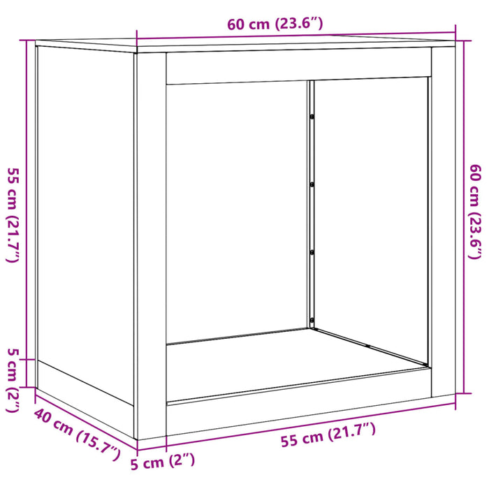 Raft pentru Lemn de Foc 60x40x60 cm Otel Galvanizat