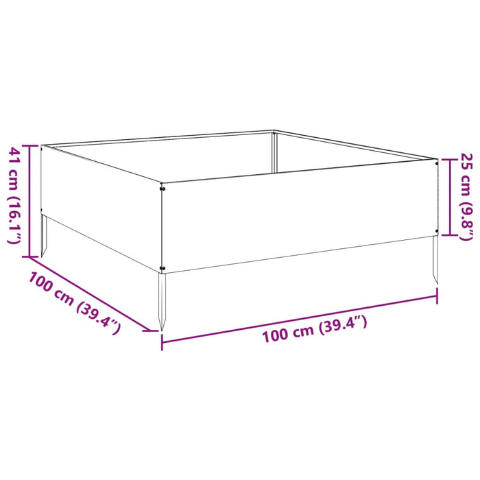 Pat Ridicat De Gradina Negru 100x100x25 cm Otel