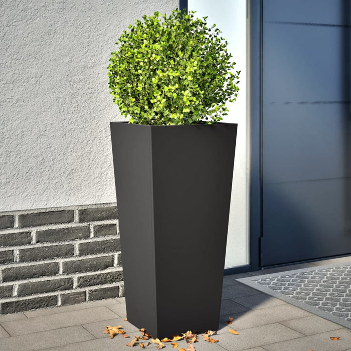 Jardiniere De Gradina Negru 2 buc 35x35x75 cm Otel