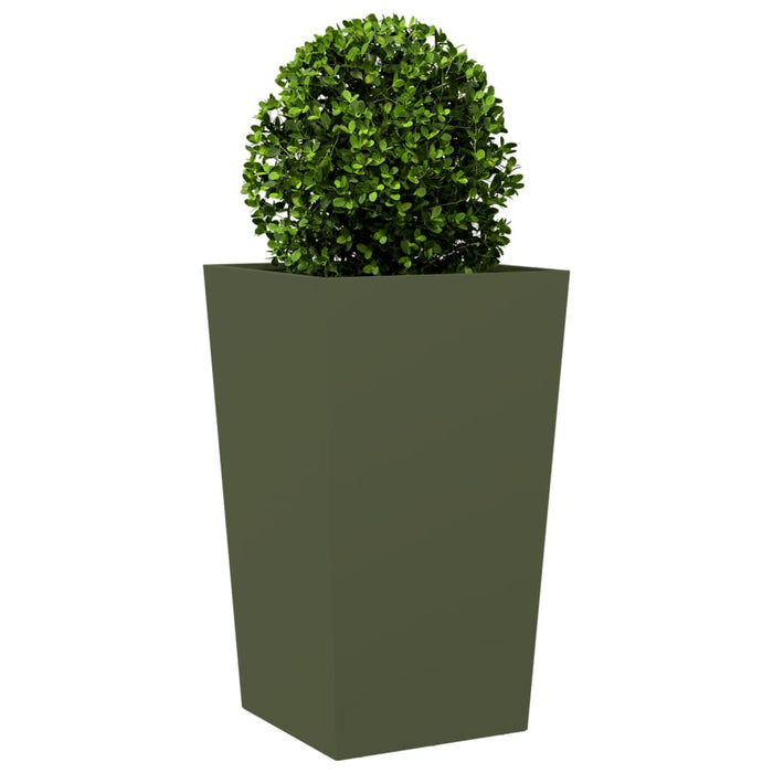 Jardiniere De Gradina Verde Masline 2 buc 45x45x75 cm Otel