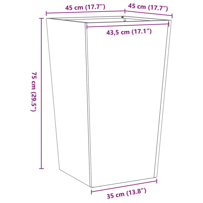 Jardiniera De Gradina 45x45x75 cm Otel Galvanizat