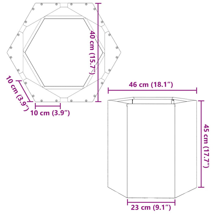 Jardiniera De Gradina Antracit Hexagon 46x40x45 cm Otel