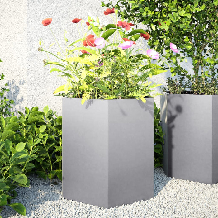 Jardiniera De Gradina 2 buc Hexagon 46x40x45 cm Otel Galvanizat