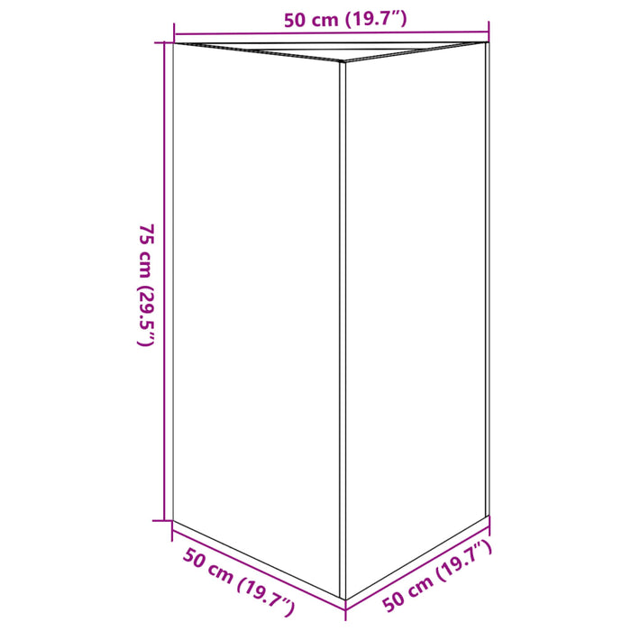 Jardiniera De Gradina Neagra Triunghiulara 50x43x75 cm Otel