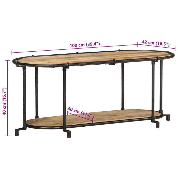 TV Cabinet 100x42x40 cm Solid Wood Rough Mango