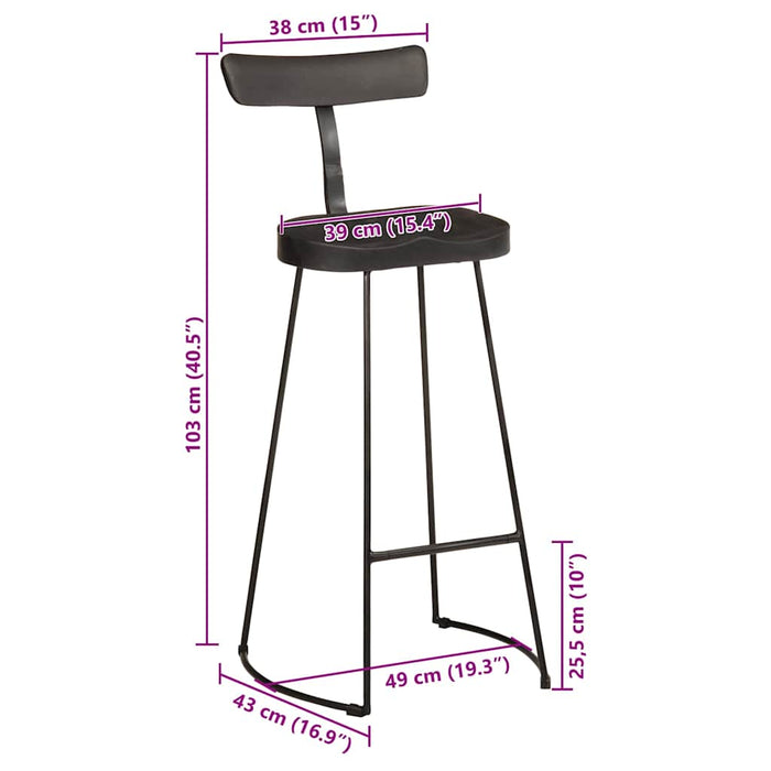 Бар столове 2 бр. Черни 49x43x103 см Манго от масивно дърво