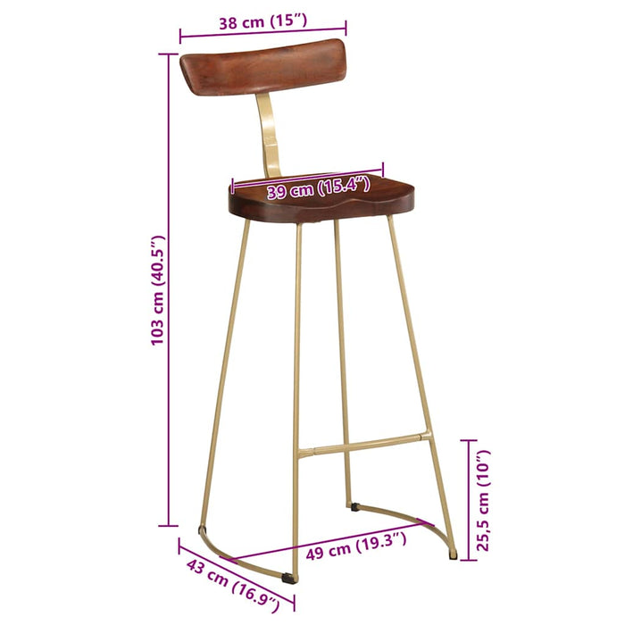 Bar Stools 2 pcs 49x43x103 cm Solid Wood Mango