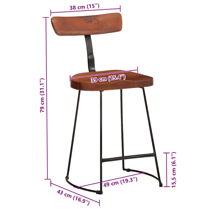 Bar Stools 2 pcs 49x43x79 cm Solid Wood Mango