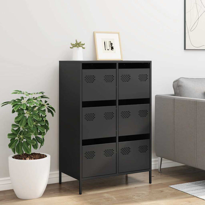 Highboard Черен 68x39x101.5 см стомана