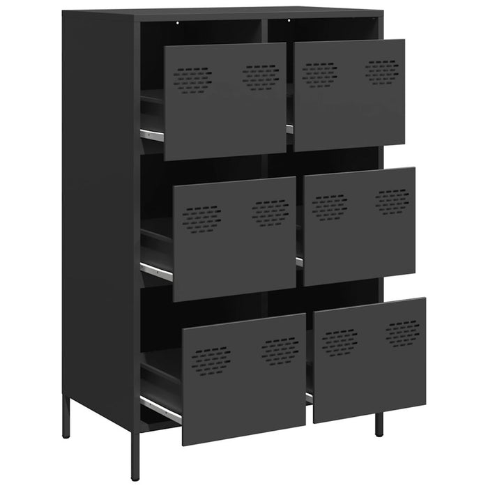 Highboard Черен 68x39x101.5 см стомана