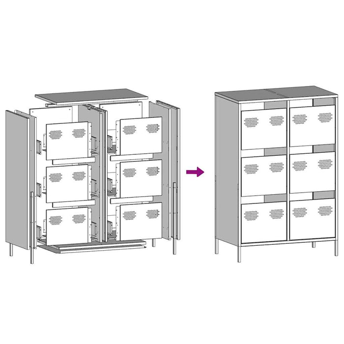 Highboard Черен 68x39x101.5 см стомана