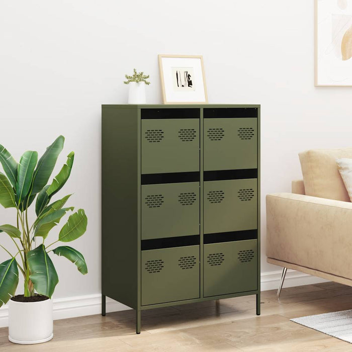 Highboard Olive Green 68x39x101.5 cm Steel