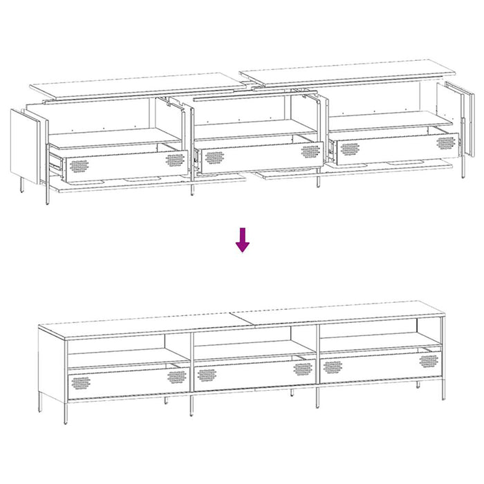 TV Cabinet Black 202x39x43.5 cm Cold-rolled Steel