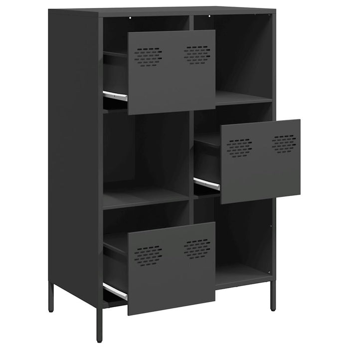 Highboard Черен 68x39x103.5 см стомана