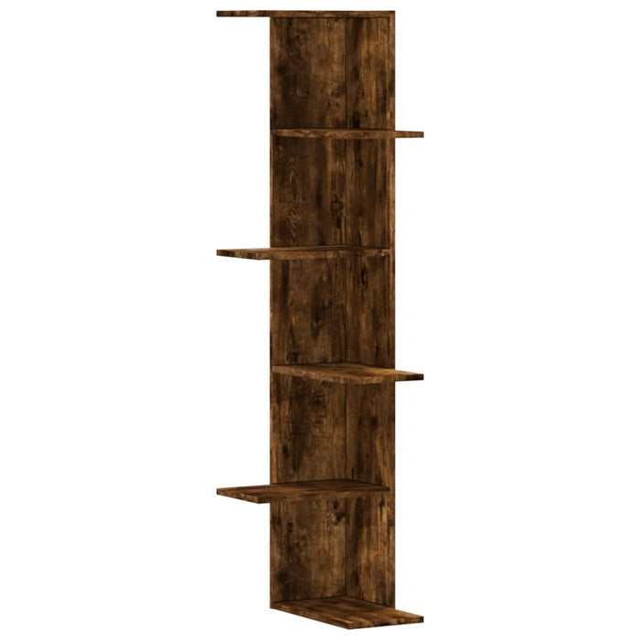 Wall Corner Shelf Smoked Oak 36.5x36.5x140 cm Engineered Wood