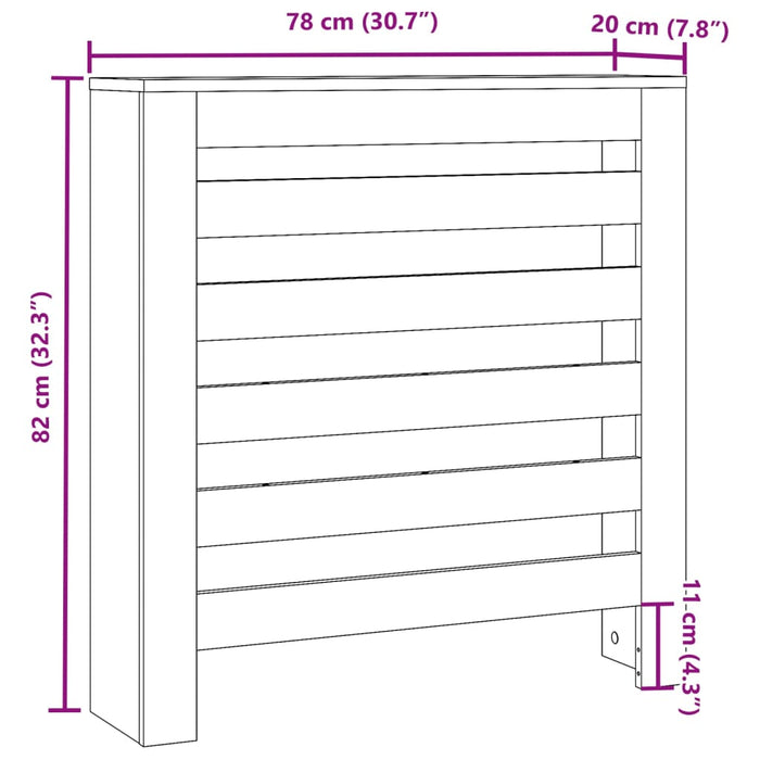 Крышка радиатора белая 78x20x82 см, инженерная древесина