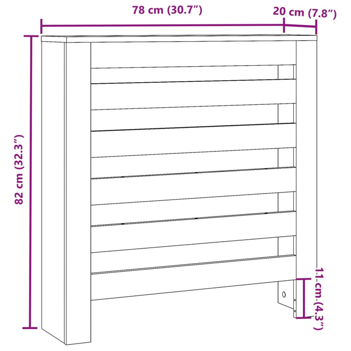 Radiator Cover Black 78x20x82 cm Engineered Wood