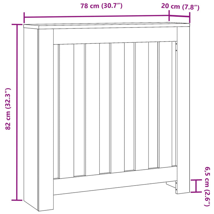 Крышка радиатора белая 78x20x82 см, инженерная древесина