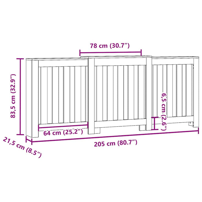 Крышка радиатора Sonoma Oak 205x21.5x83.5 см Инженерная древесина