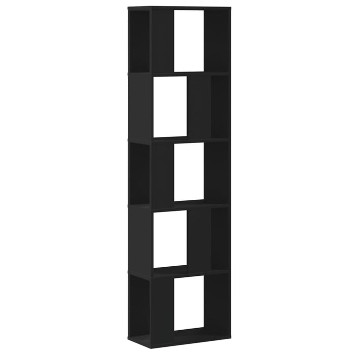 Bibliotecă cu 5 niveluri, negru, 45x23,5x162,5 cm