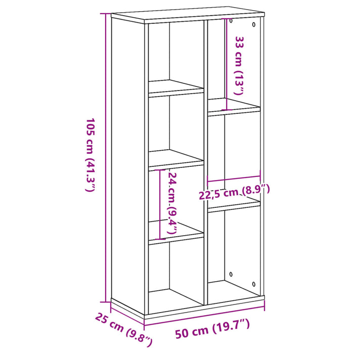 Bibliotecă Neagră 50x25x105 cm Lemn prelucrat